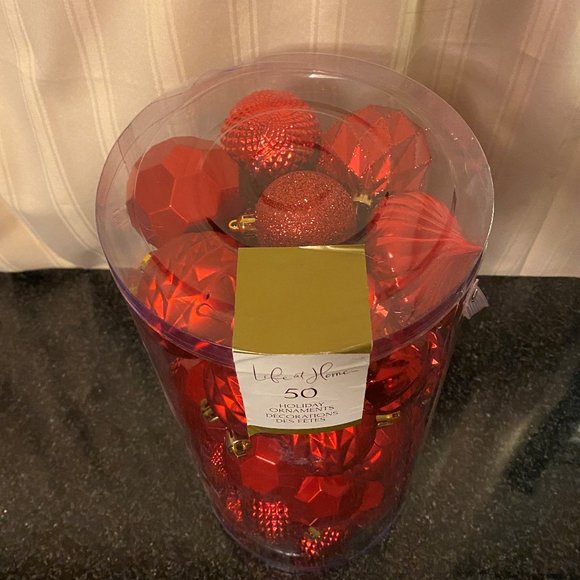 Life At Home 50 Christmas Ornaments in Red - Picture 2 of 4